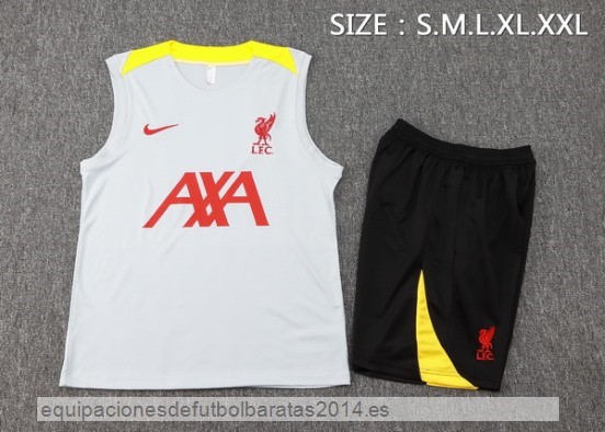 Nuevo Entrenamiento Sin Mangas Conjunto Completo Liverpool 24/25 Gris Amarillo Negro Baratas